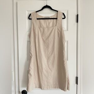 Abercrombie & Fitch Cream Mini Linen Blend Dress Large Tall